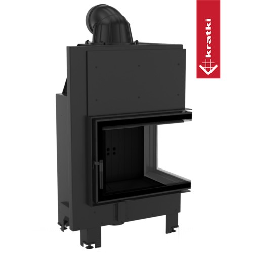 Kamineinsatz aus Stahl MBZ - 13 kW Ø 200 - Stahlfront mit gebogenem Siebdruckglas