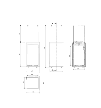 Terrassenheizer Patio Mini Glas schwarz gesteppt manuelle Steuerung 8,2kW