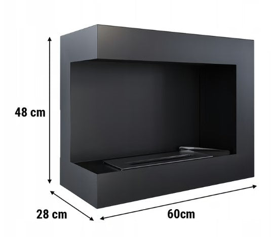 Wandkamin Bioethanol DELTA TÜV 600 links Deko Steine Set