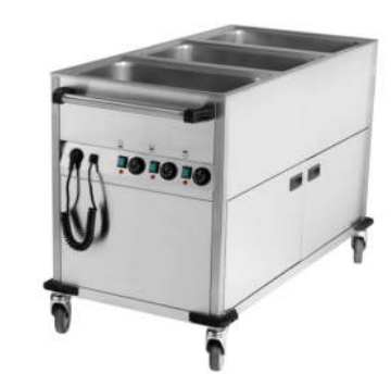 Bain Marie Station mit Rollen u. 3 Becken