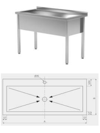 Spültisch 700 mit einem Becken ohne Bodenregal