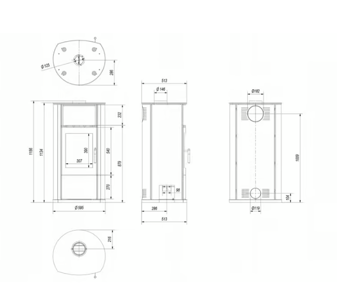 Kaminofen aus Stahl EPSILON Ø 150 8 kW