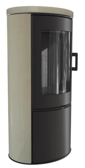 Kaminofen aus Stahl AB S/DR ECO 5,5 kW Ø 150 Dekorative Fassadenverkleidung creme Schwarz thermotec