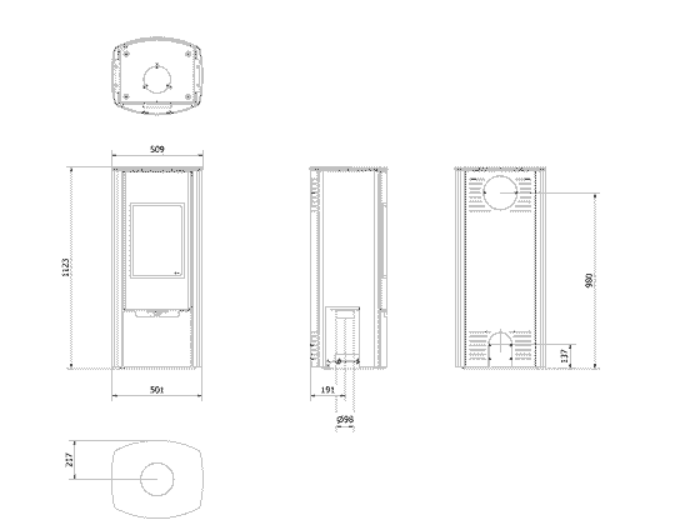 Kaminofen aus Stahl ENYO-R Ø 150 8 kW