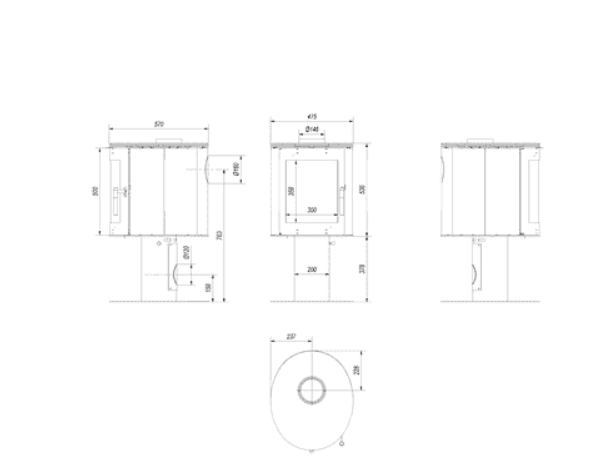 Kaminofen aus Stahl ORBIT Ø 150 7 kW