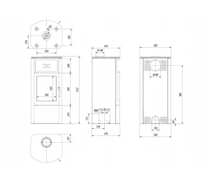 Kaminofen aus Stahl EPSILON Ø 150 8 kW