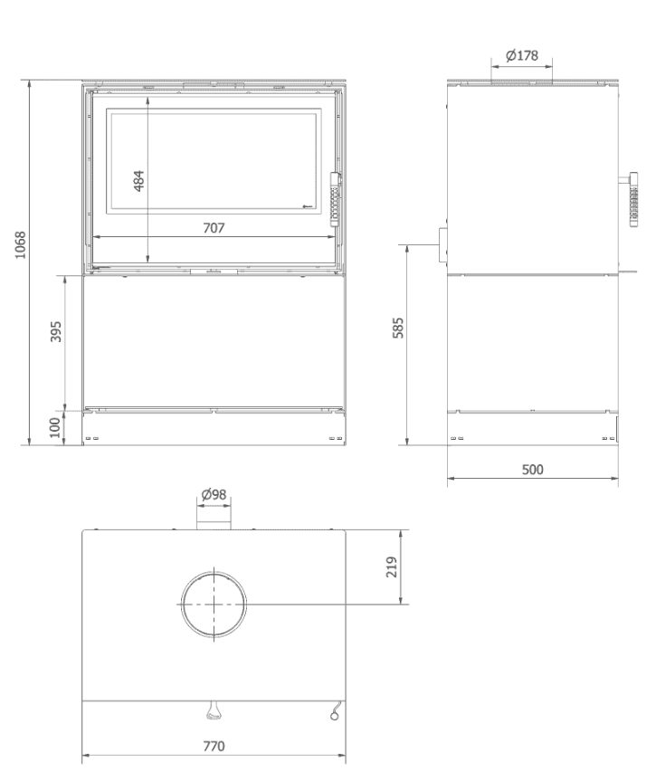 Kaminofen aus Stahl KARI 80 Ø 180 12 kW Platz für Holz