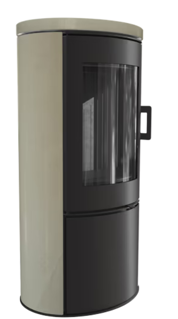 Kaminofen aus Stahl AB S/DR ECO 5,5 kW Ø 150 Dekorative Fassadenverkleidung creme Schwarz thermotec