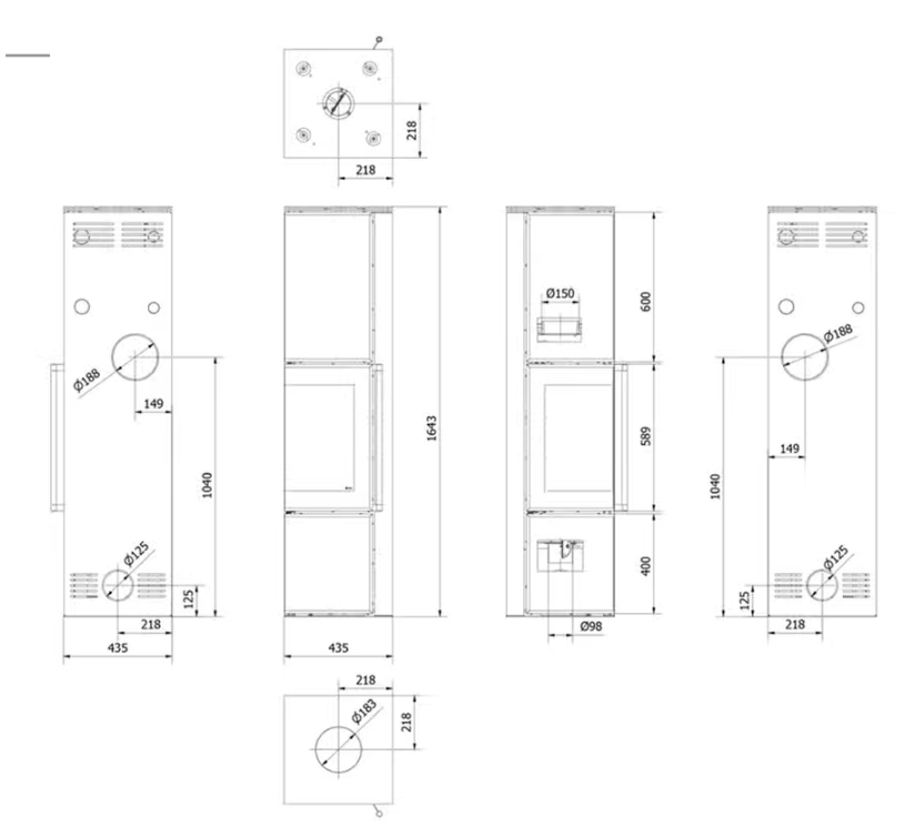 Kaminofen aus Stahl TORA/L 8 kW Ø 150 Quarzsinter NATURALI PIETRA DI SAVOIA ANTRANCITE BOCCIARDATA mit Türfeder