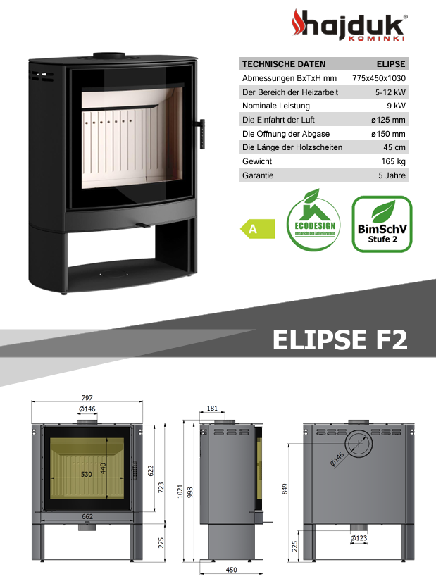 Hajduk Kaminofen Elipse F2