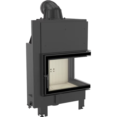 Kamineinsatz aus Stahl MBZ - 13 kW Ø 200 - Stahlfront mit gebogenem Siebdruckglas