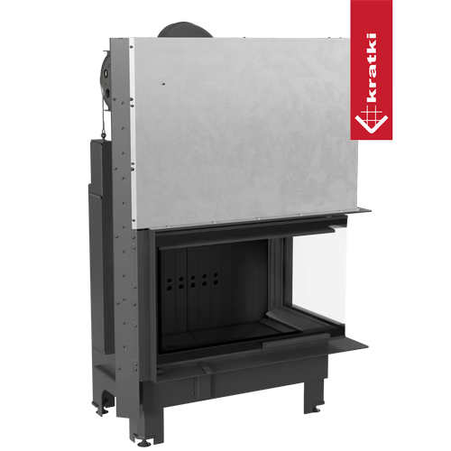 Kamineinsatz aus Stahl MBO - 15 kW Ø 200 - Stahlfront mit gebogenem Siebdruckglas