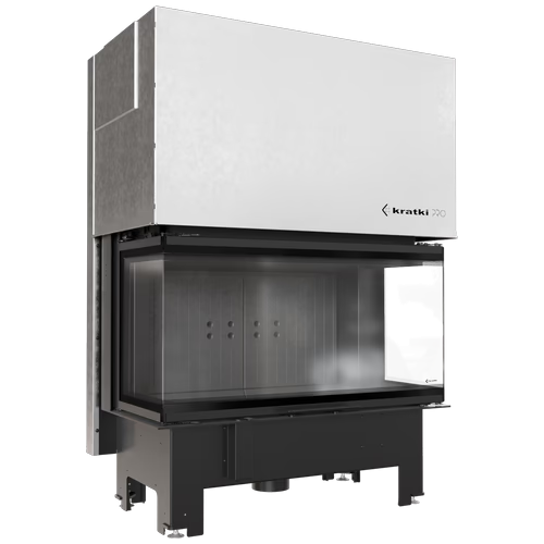 Kamineinsatz NBC 1000/400 - 15 kW Ø 200 - Stahlfront mit Siebdruckglas - Dreiseitiger Aufzug