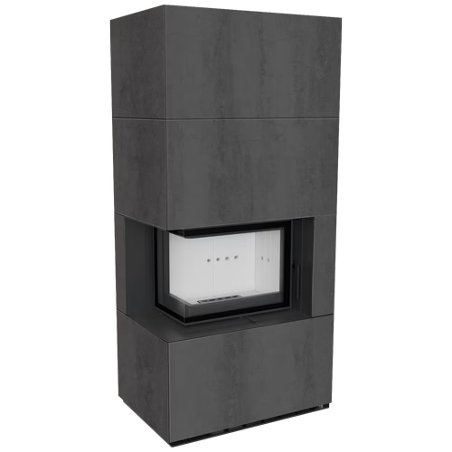 Kaminbausatz FLOKI BOX 8 kW Ø 160 Quarzsinter NATURALI PIETRA DI SAVOIA ANTRANCITE BOCCIARDATA