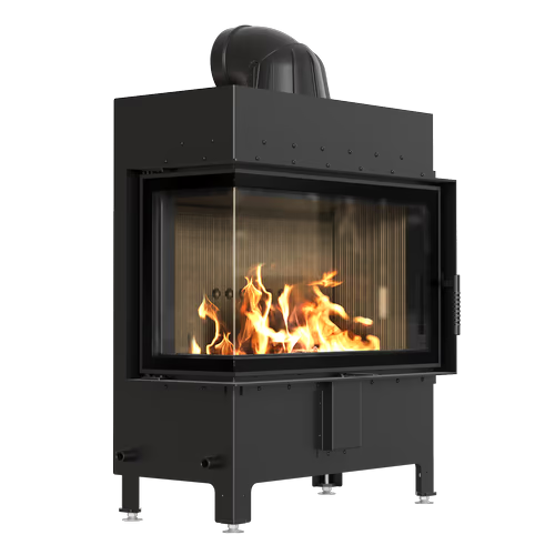 Kamineinsatz aus Stahl LUCY 14 kW Ø 200 schwarz Verkleidung